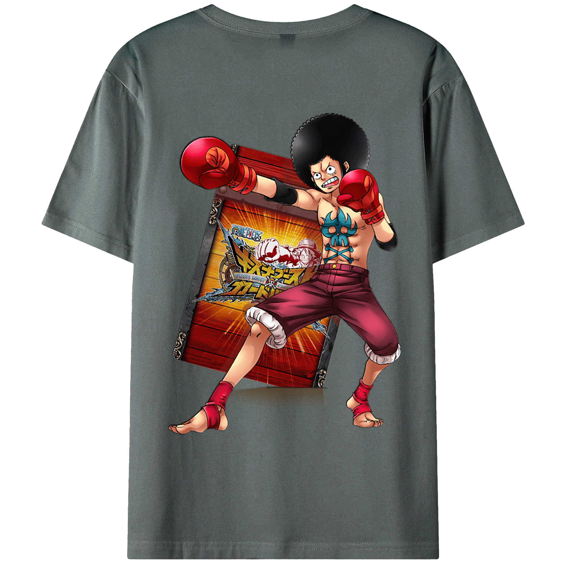 ワンピース モンキー・D・ルフィ ONE PIECE Monkey D. Luffy 綿100％ メンズ半袖Tシャツ（バックプリント） 通気性